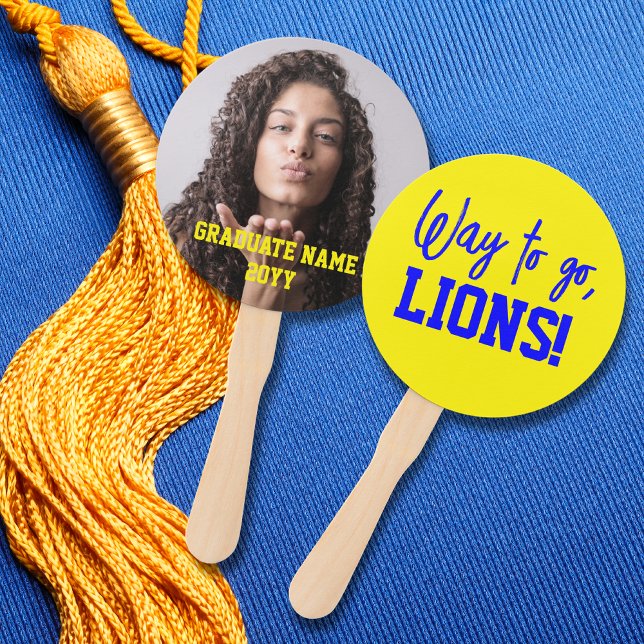 Éventail Cérémonie de graduation jaune et bleu (Créateur téléchargé)