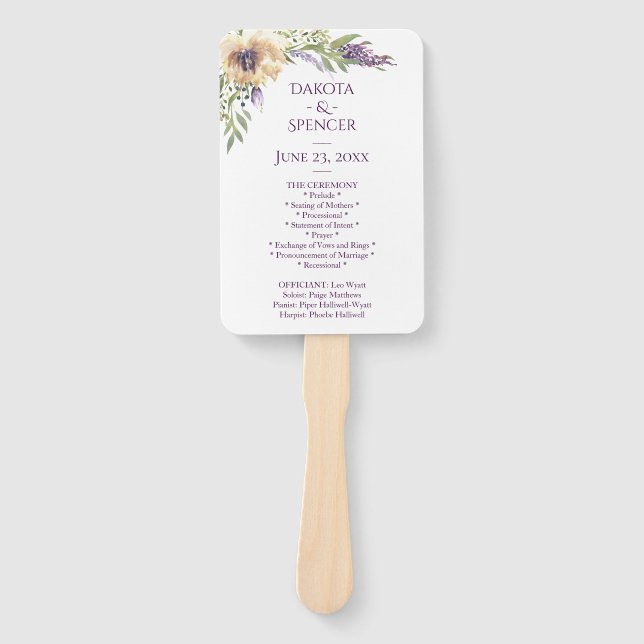 Éventail Cérémonie de Mariage Anemone Green Floral Chic Boh (Devant)