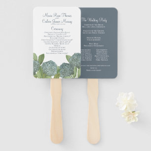 Éventail Cérémonie de Mariage botanique Floral bleu