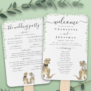 Éventail Cérémonie de mariage de dinosaures Programme noir