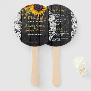 Éventail Cérémonie de mariage en dentelle blanche en bois r