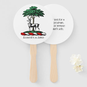 Éventail Cerf Daim devant un Arbre Emblème de Blason Crête