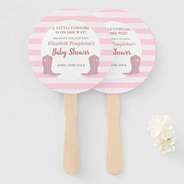 Éventail C'est une fille de la campagne Baby showers fans (Devant et derrière)