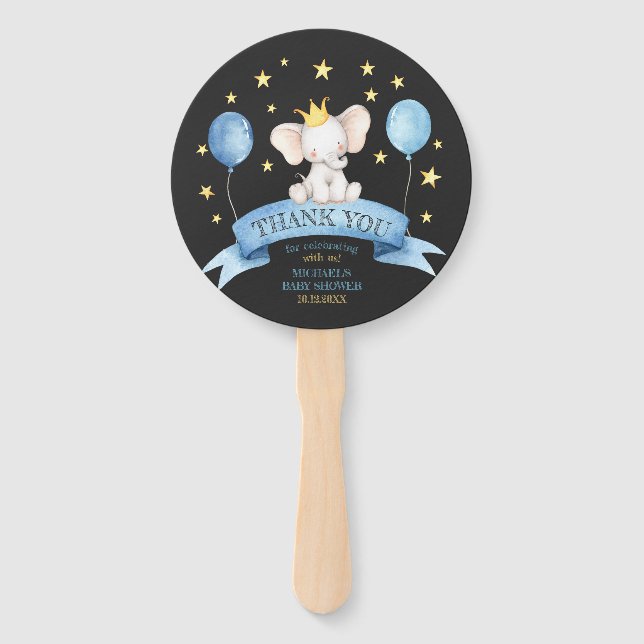 Éventail chalk baby elephant STARS BALLOONS two side (Devant)