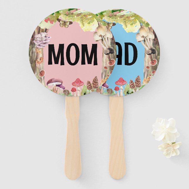 Éventail champignon bois forêt Baby shower Jeu (Devant et derrière)