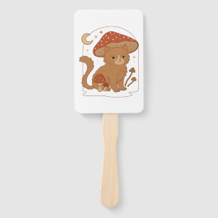 Éventail Chat de champignon Cottagecore avec chapeau � esth