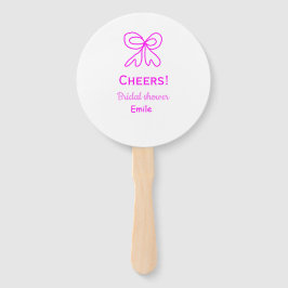 Éventail Cheers purple pink bow bridal shower add name 