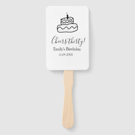 Éventail Cheers thirty birthday cake black scribble hand