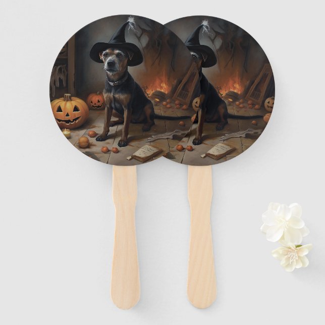 Éventail Chesapeake Bay Terrier Citrouille Halloween effray (Devant et derrière)
