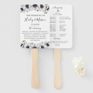 Éventail Chic Anemone Floral Wedding Programme Hand Fan