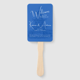 Éventail Chic Chinoiserie Pagode Blue Wedding Programme Ven