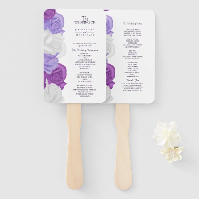 Éventail Chic Heirloom Programme de mariage Rose (Devant et derrière)