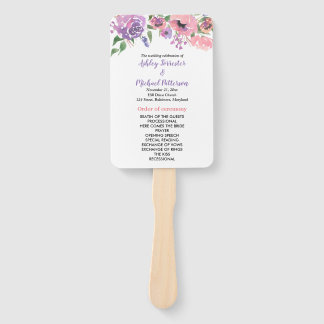 Éventail Chic Pink Purple Florals Programme de mariage