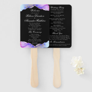 Éventail Chic Purple Amethyst Black Wedding Programme