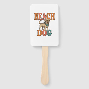Éventail Chien de plage gravure vintage conception graphiqu