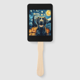 Éventail Chien Labrador noir mignon Halloween Jack O Lanter