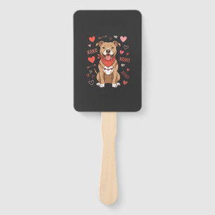 Éventail Chien Pitbull de la Saint-Valentin XOXO Design d'a