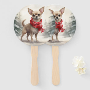 Éventail Chihuahua dans la neige Noël