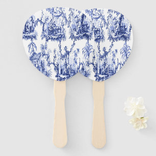 Éventail Chinoiserie bleue et blanche
