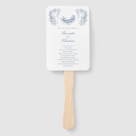 Éventail Chinoiserie Swans Blue White Wedding Program Fans