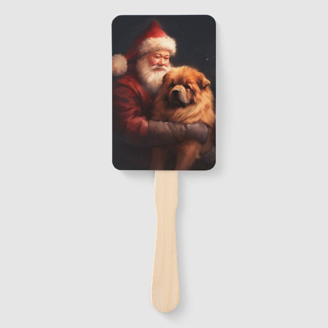 Éventail Chow Chow avec Noël Festif du Père Noël (Devant)