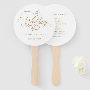 Éventail Chronologie de mariage élégante et délicate en or