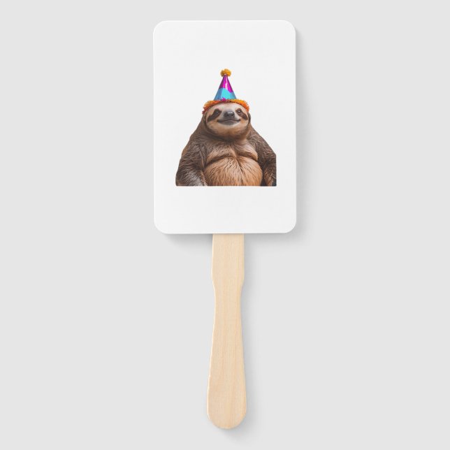 Éventail Chunky Sloth birthday party hat gift funny meme pr (Devant)