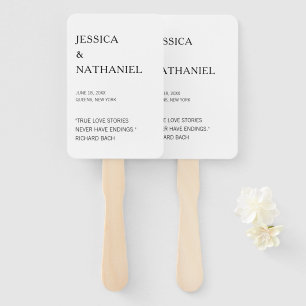 Éventail Citation d'amour moderne Mariage noir et blanc