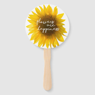 Éventail Citation tournesol "les fleurs sont le bonheur"