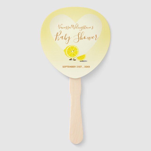 Éventail Citron et citron en tranche Baby shower Coeur Jaun (Dos)