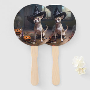 Éventail Citrouilles d'Halloween effrayantes de Chihuahua
