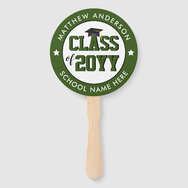 Éventail Classe de 2023 Forest Green Graduation Party (Devant)