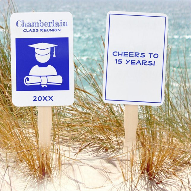 Éventail Classe Reunion bleu blanc personnalisé (Créateur téléchargé)