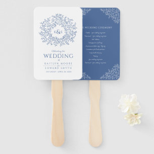 Éventail Classic bleu feuille cycle programme de mariage
