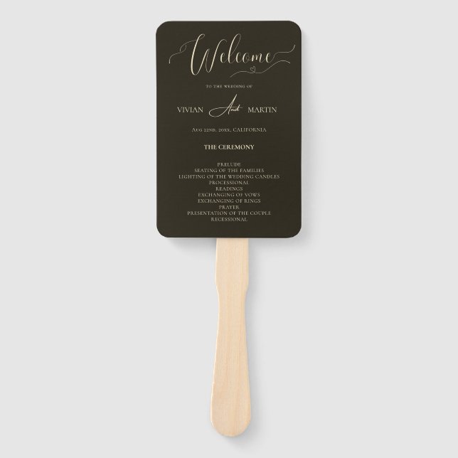 Éventail Classic Dark Green Programme de mariage chic (Devant)