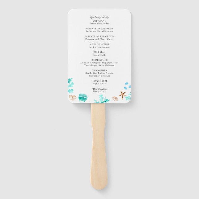 Éventail Coastal Wedding Ceremony Program Beach Tropical (Dos)