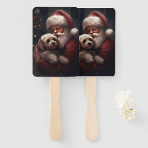Éventail Cockapoo avec le Père Noël Noël Festif