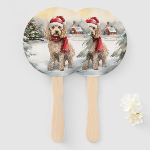 Éventail Cockapoo Dog in Snow Christmas
