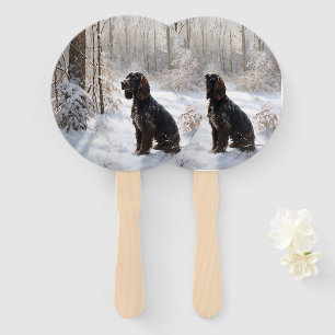 Éventail Cocker Spaniel Laissez Tomber La Neige De Noël