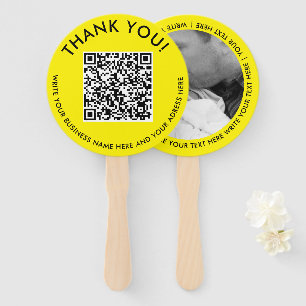 Éventail Code QR numérique scannable photo jaune moderne