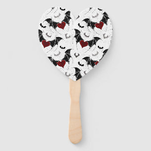 Éventail Coeur d'Halloween avec ailes de chauve-souris noir