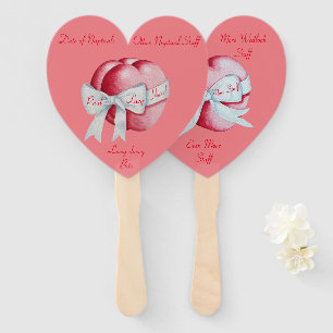 Éventail coeur rouge sur arrière - plan rose pour mariage