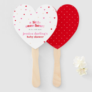 Éventail Coeur Valentine Thème Bébé Fille Douche Rouge R