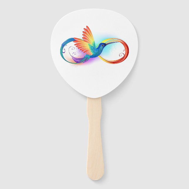 Éventail Colibri arc-en-ciel avec symbole Infinity (Devant)
