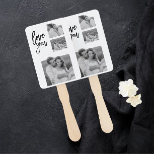 Éventail Collage moderne Couple Photo & Love You Beauté Cad