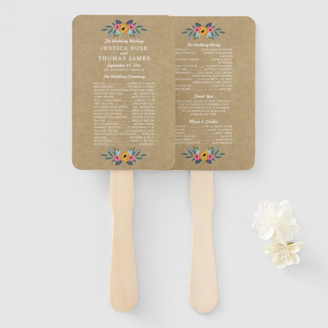 Éventail Collection de Mariages de couronnes florales Kraft (Devant et derrière)