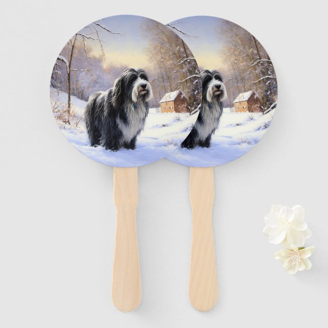 Éventail Collie Laisser Il Neige Noël (Devant et derrière)