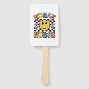 Éventail Conception de chemise à carreaux smiley d'infirmiè