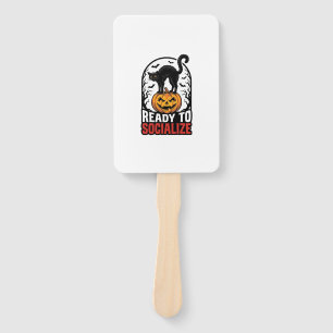 Éventail Conception d'humour de fête de chat Halloween soci