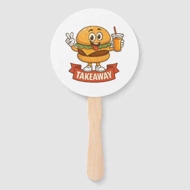 Éventail Cool Burger Buddy avec jus - Caricature amusante C (Devant)